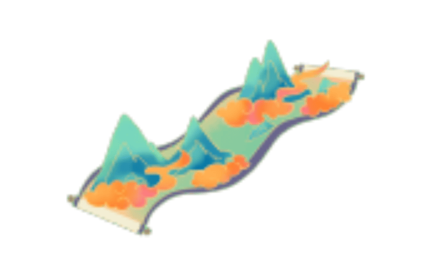 国潮祥云卷轴山水