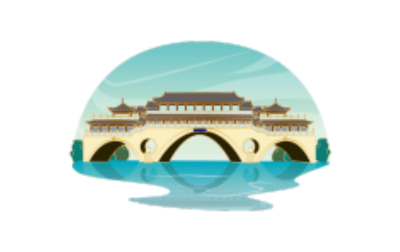 国潮鎏金成都廊桥元素