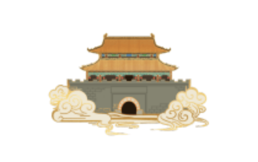 商丘古城地标建筑城市风光插画元素