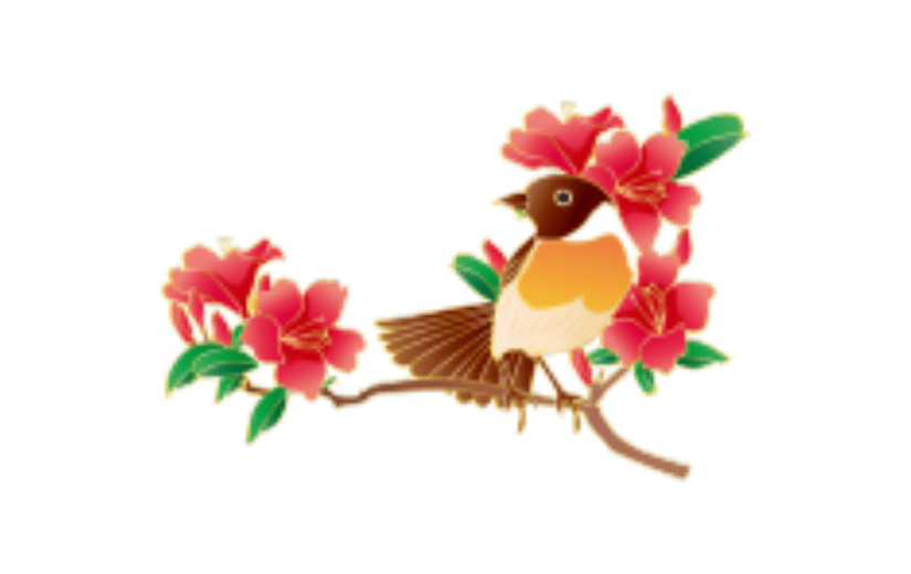 国潮鎏金杜鹃花元素