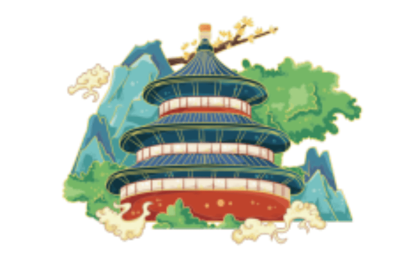 手绘国潮中国风城市地标建筑北京