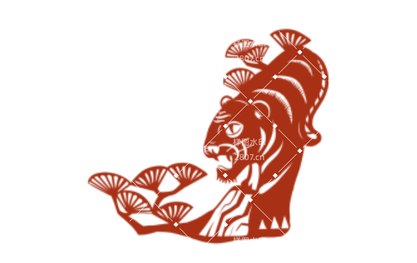 国潮新年剪纸霸气东北虎