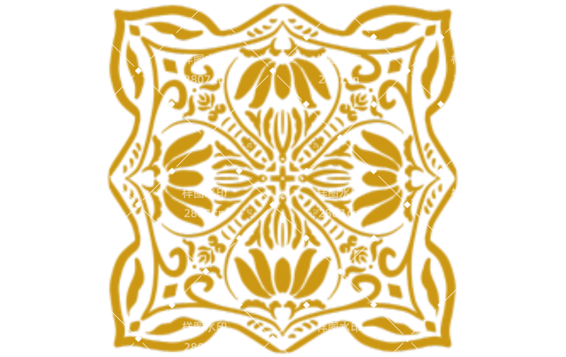 金色古风莲花藤曼纹样元素