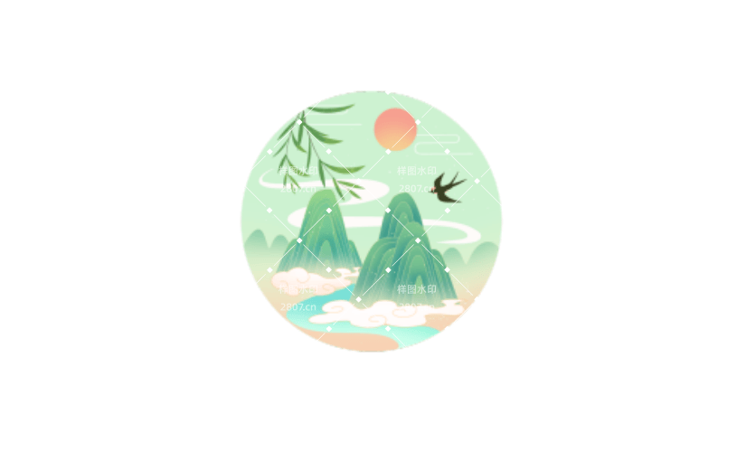 春分古风山水元素