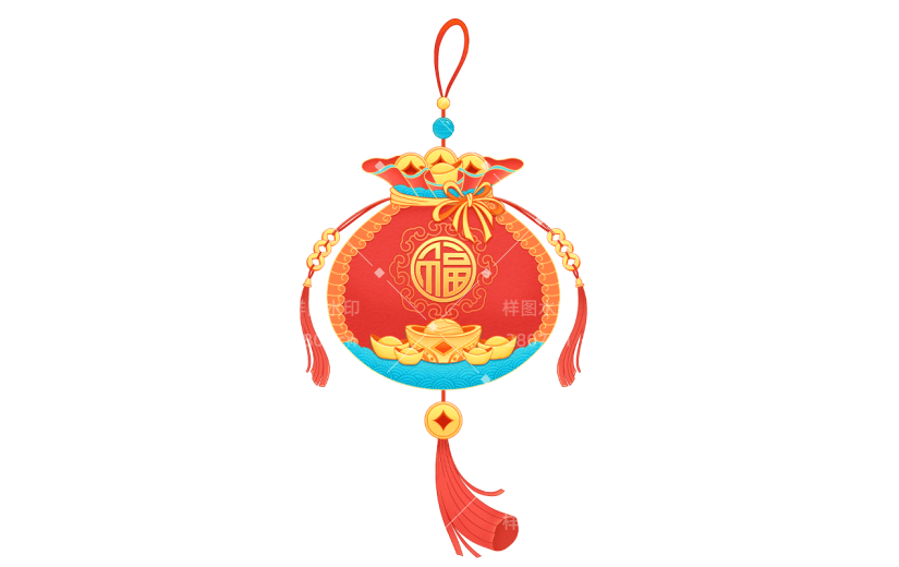 国潮风春节挂饰元素贴纸