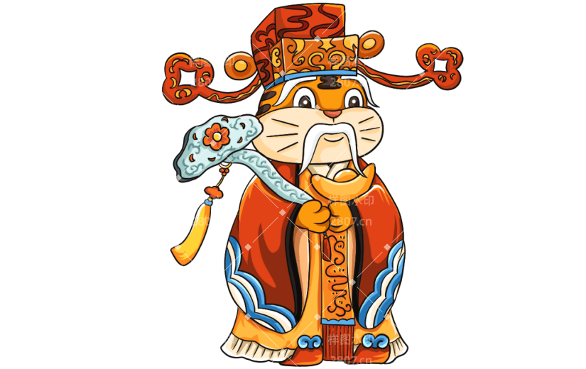 喜庆的虎年春节财神爷形象