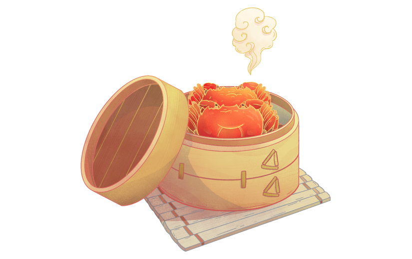 中国风美食贴纸-螃蟹