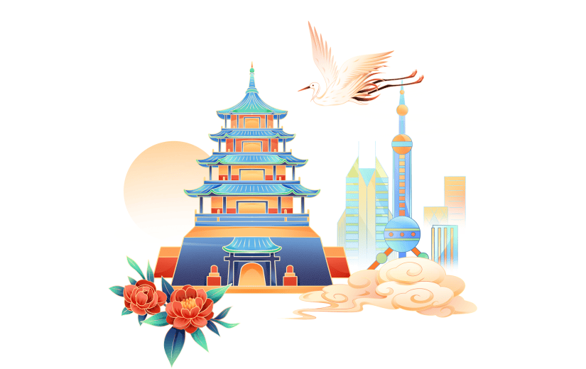 国庆节十一国潮中国风建筑元素素材