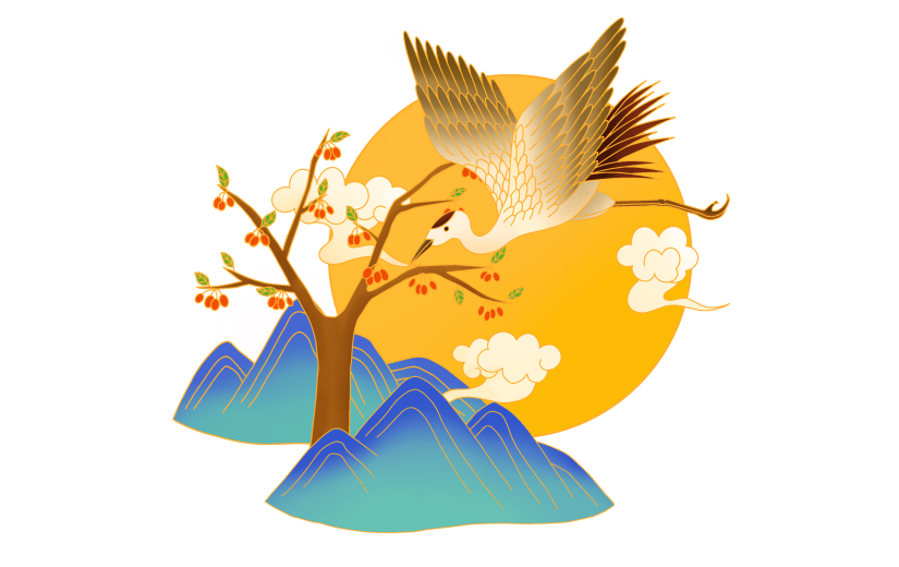 手绘国潮重阳节元素2