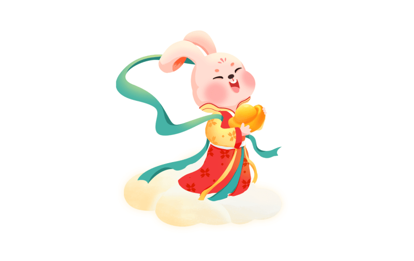 卡通感春节兔子元素贴纸