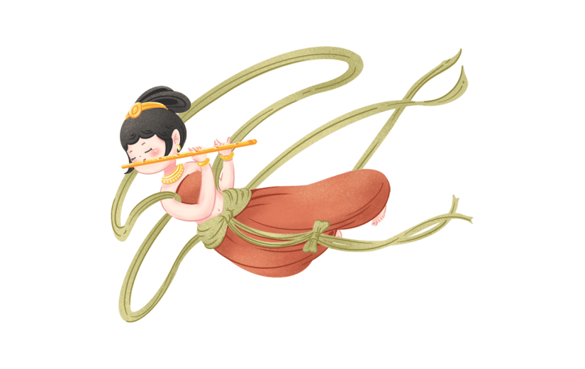 手绘-中国风Q版飞天仙女人物插画6
