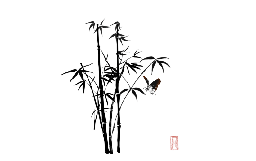 水墨中国风竹子植物元素贴纸9