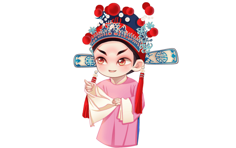 手绘京剧旦角文化人物创意贴纸