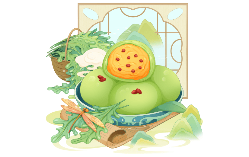 二十四节气青团美食组合元素素材