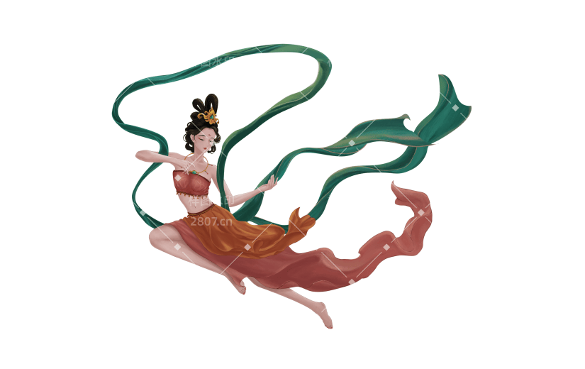 七夕节中国风插画贴纸-织女