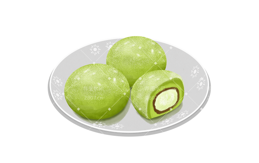中国风传统美食糕点插画-糯米糍