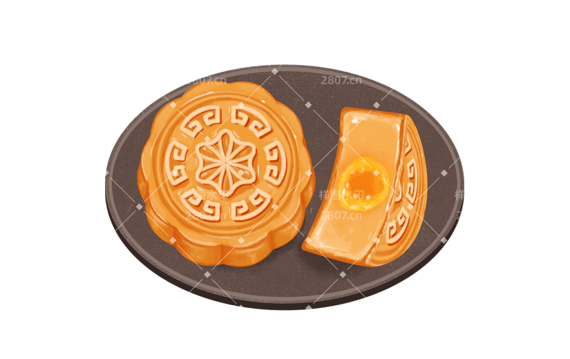 中国风传统美食糕点插画-月饼