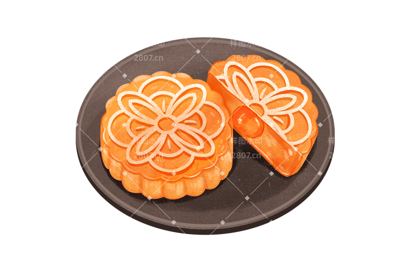 中国风传统美食糕点插画-月饼