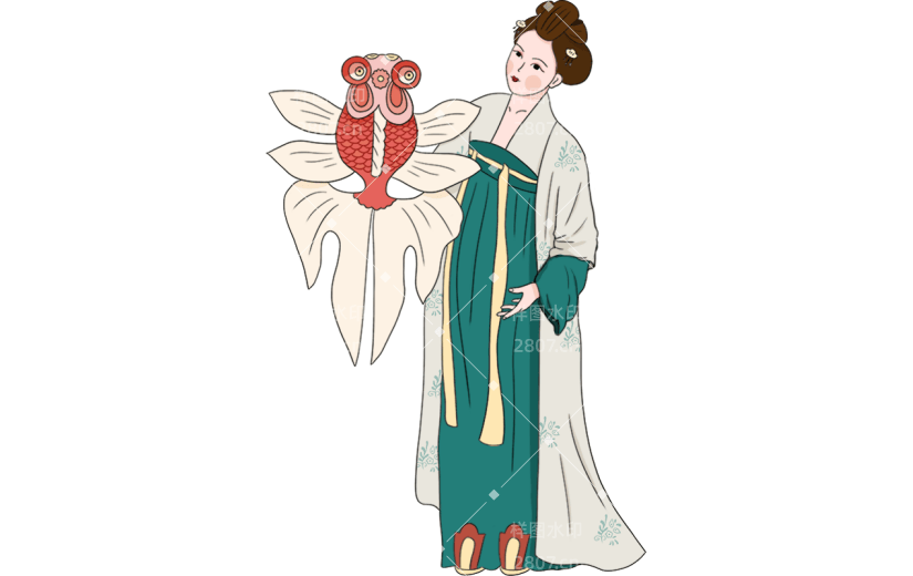 中国风唐代人物类贴纸-女人
