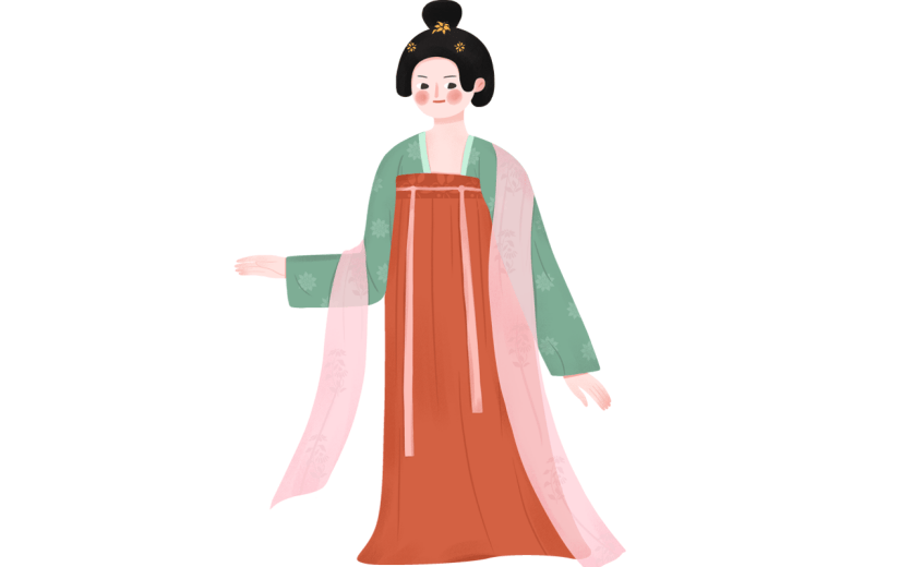 手绘古代美人服饰插画