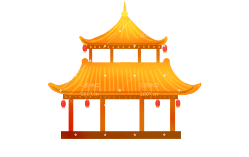 中秋热点贴纸-亭子