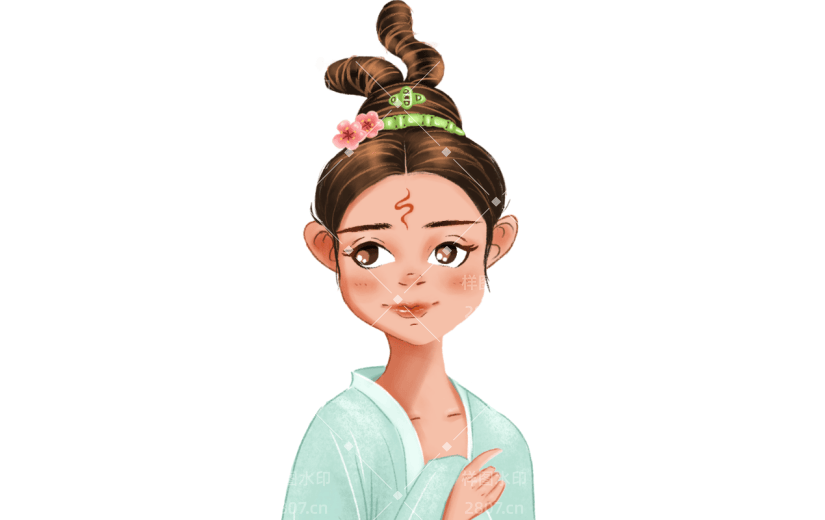 手绘人物插画贴纸-古装女生