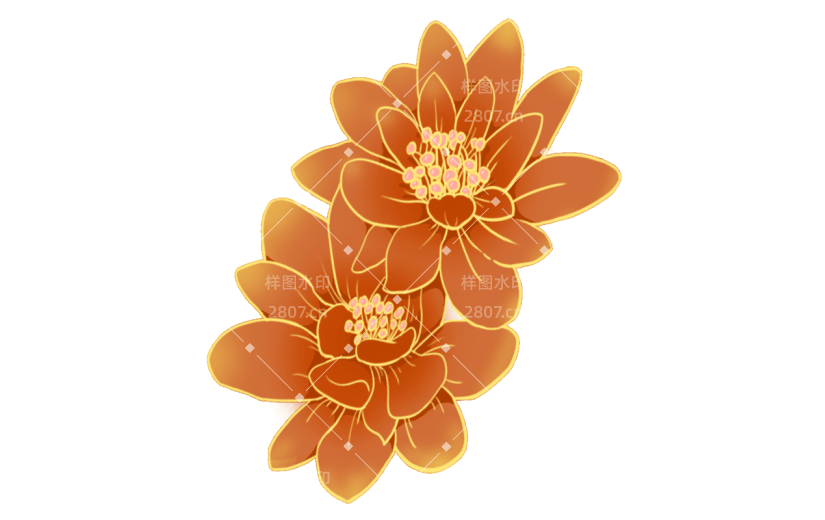 金边中国风氛围向插画-花