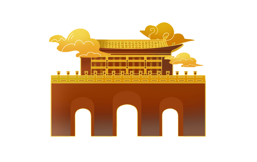 金边中国风氛围向插画-宫殿