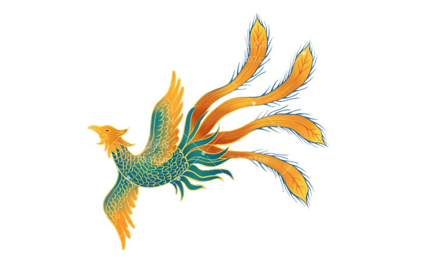 金边中国风氛围向插画-凤凰