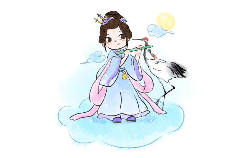 中秋节水墨风贴纸-嫦娥