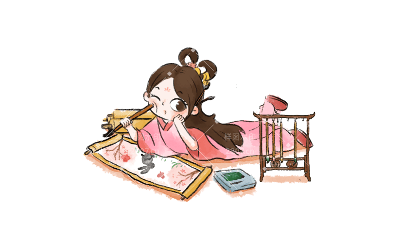 中秋节水墨风贴纸-嫦娥