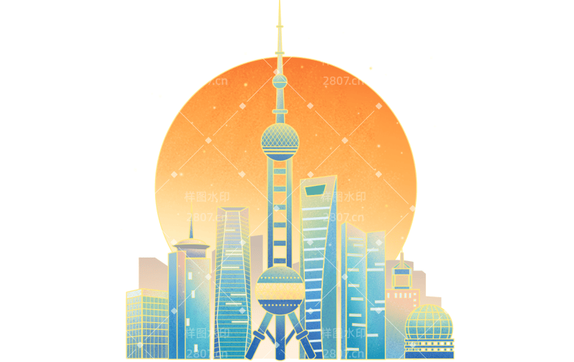 春节中国风传统现代建筑-东方明珠