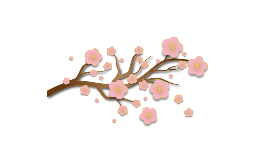中秋节剪纸中国风插画-桃花