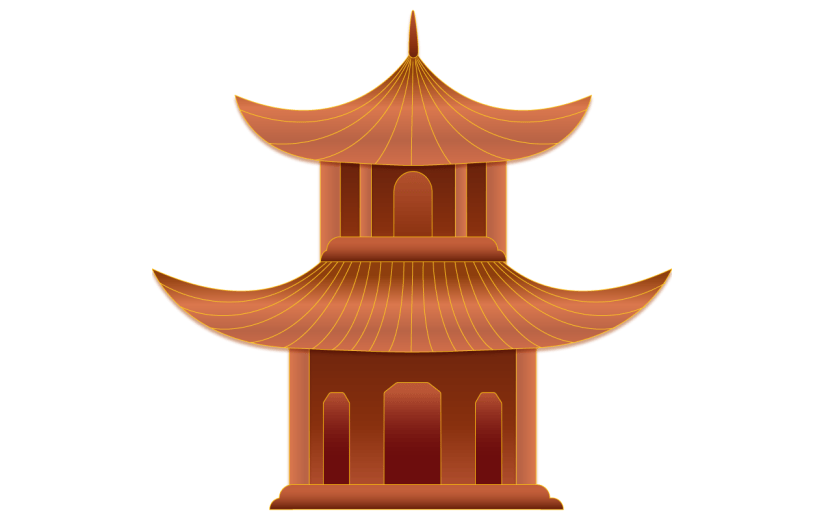 中秋节剪纸中国风插画-楼阁