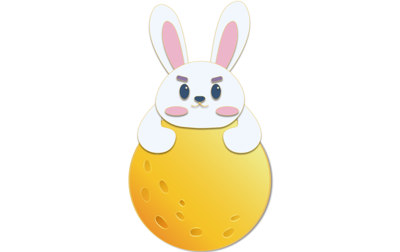 中秋节剪纸中国风插画-月亮兔子