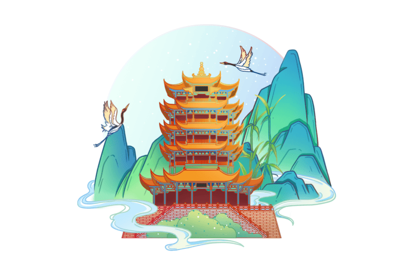 中秋国庆中国风建筑-黄鹤楼