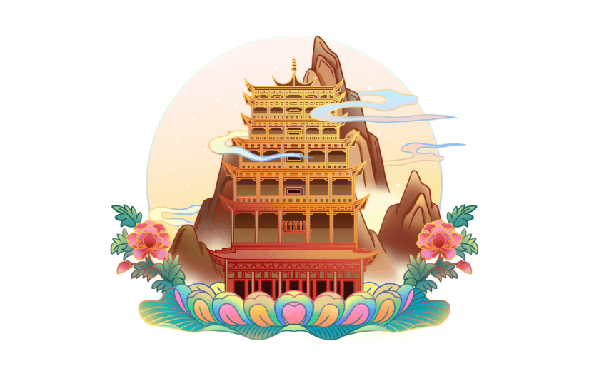 春节国庆中国风建筑-莫高窟