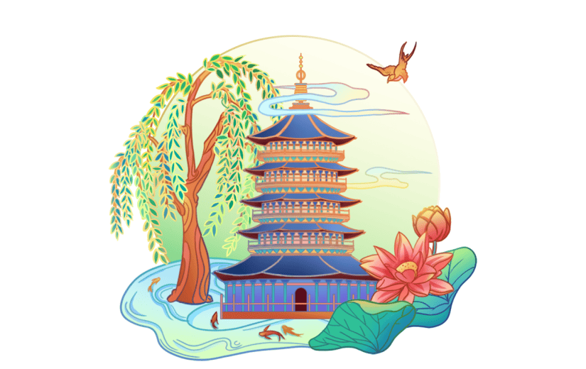 春节国庆中国风建筑-雷峰塔