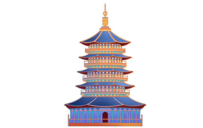 春节国庆中国风建筑-峰塔