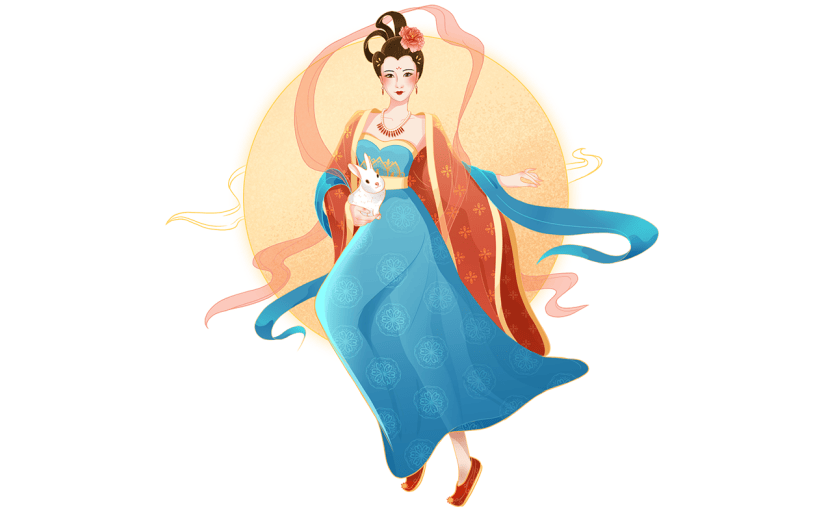 手绘金边中国风-仙女
