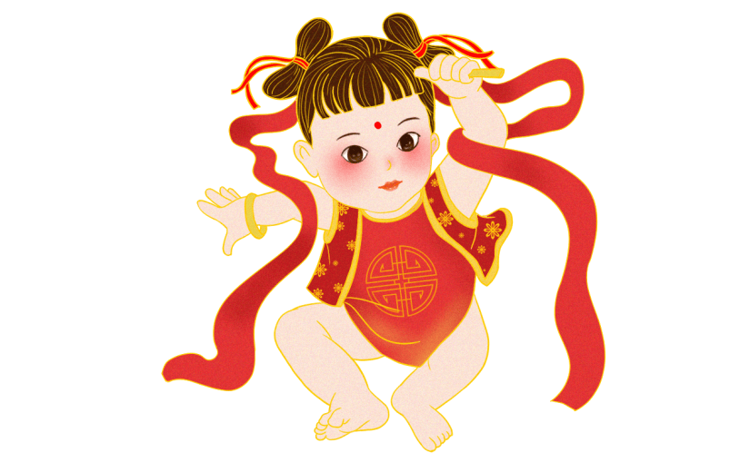 中秋节金边中国风人物插画