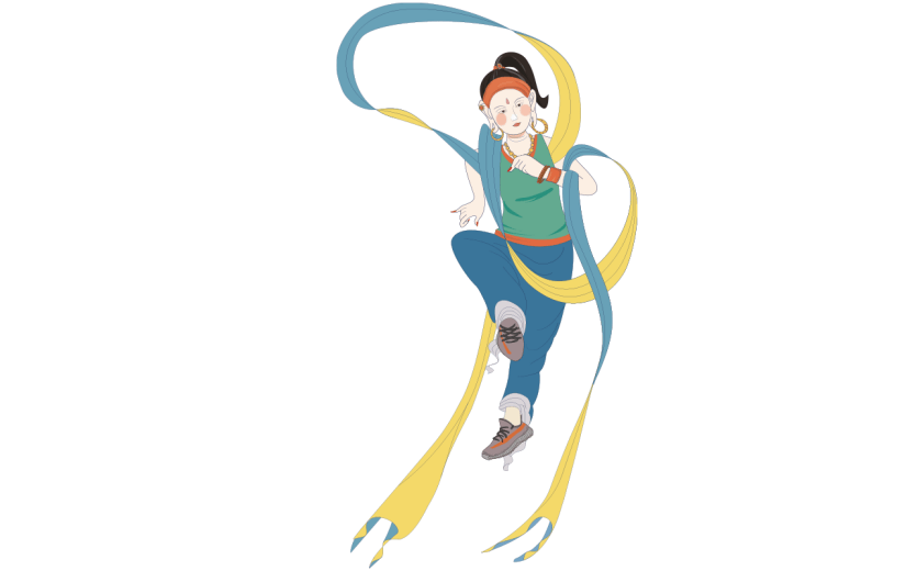 中国风人物插画-女孩跳舞
