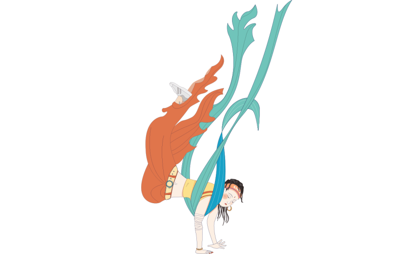 中国风人物插画-女孩跳舞