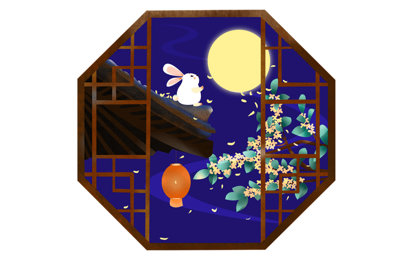 中秋节复古新颖国潮中国风-窗户