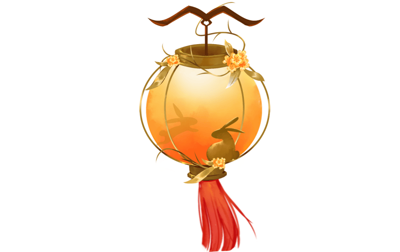 中秋节水彩风中国风插画-灯笼