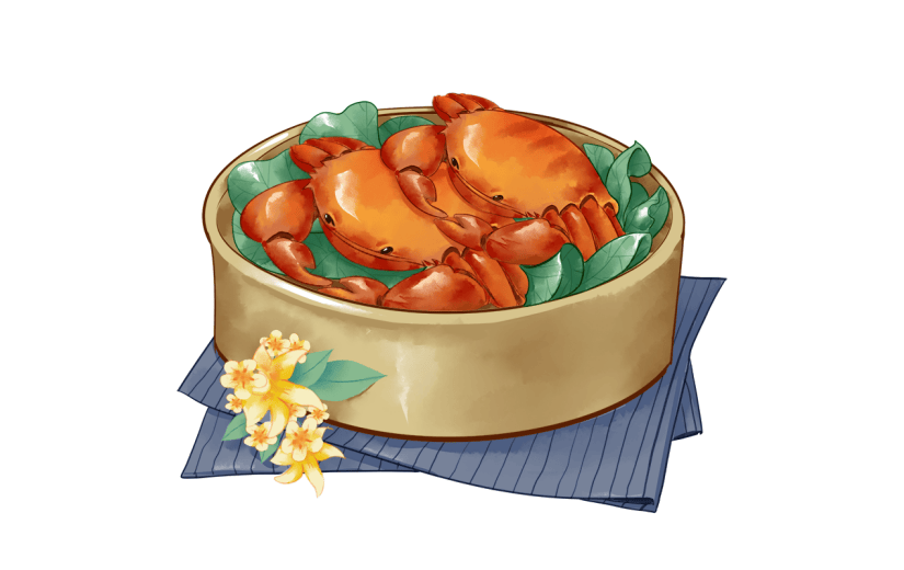 中秋节水彩风中国风插画-螃蟹