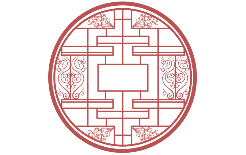 中国风边框底纹矢量贴纸-窗户