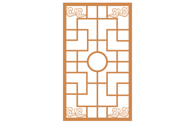 中国风边框底纹矢量贴纸-窗户