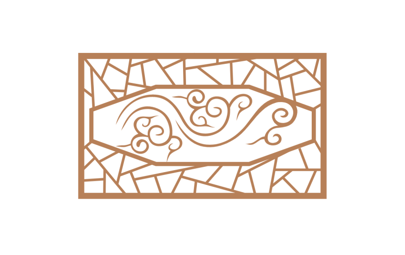 中国风边框底纹矢量贴纸-窗户