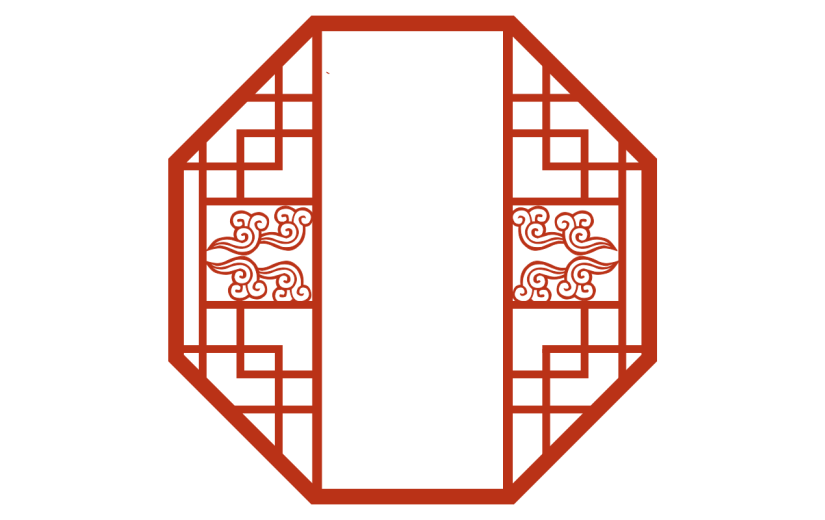 中国风边框底纹矢量贴纸-窗户